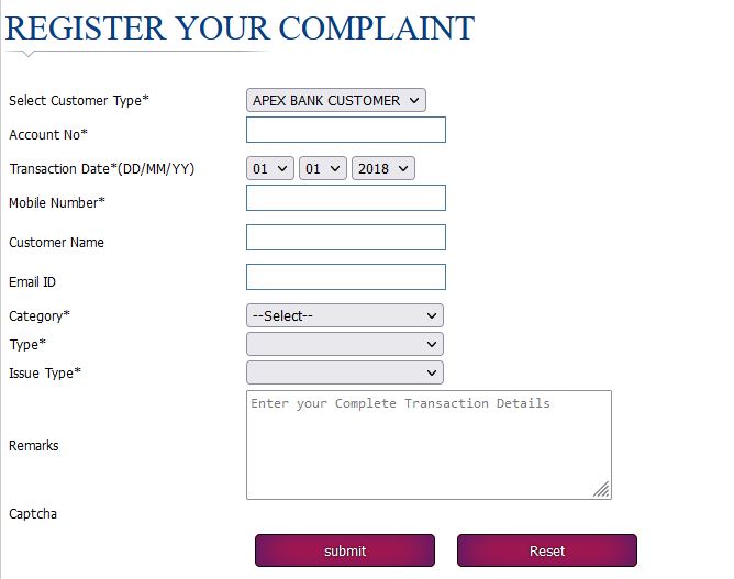 Register Online Complaint