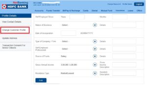 HDFC Change Customer Profile