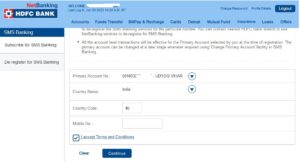SMS Banking Registration HDFC