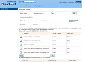 Set HDFC Insta Alerts