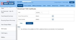 TDS Certificate HDFC