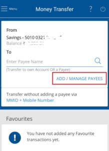 Select Add/Manage Payees