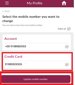 Select Update mobile number option