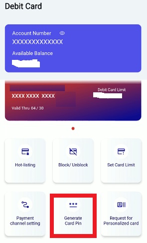 Click on the Generate Card PIN option
