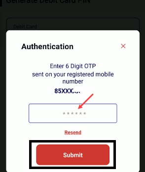 Enter OTP to Confirm PIN Generation
