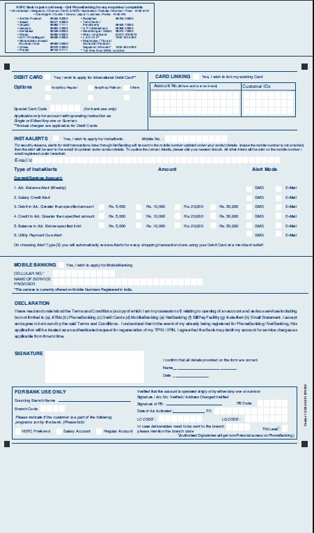 HDFC Email Update Application Form PDF