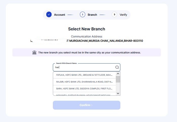 Select your new branch