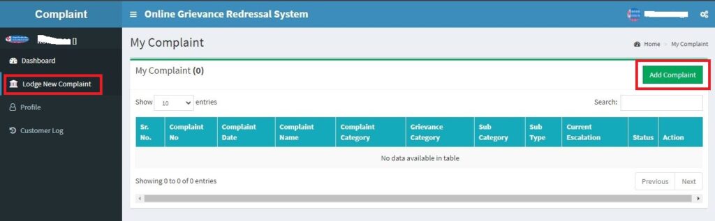 Central Bank New Complaint Register